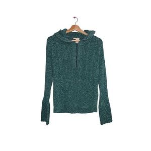 DKNY Jeans Teal knit hoodie zipper pullover
